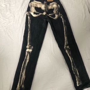 Vintage Black Levis jeans 634 Orangetag y2k handpainted  skeleton bleach design